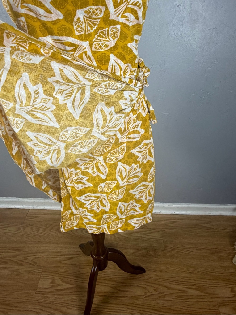 Patagonia Pataloha Mustard Yellow Floral Sleeveless Faux Wrap Dress - Picture 9 of 10